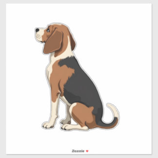 Adesivo Vintage Beagle Dog Back View Illustration Pet Love