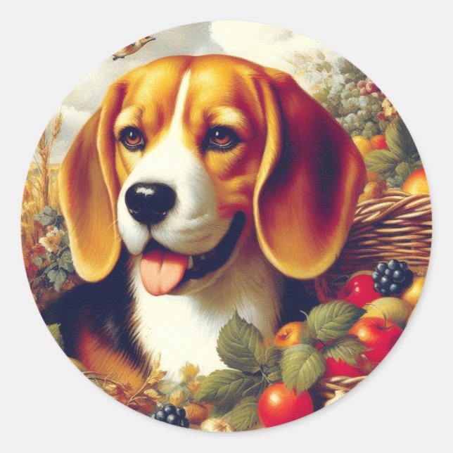 Adesivo Vintage Beagle Puppy Painting (Frente)