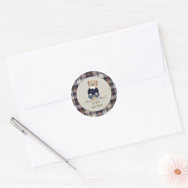 Adesivo Vintage Bear Baby Shower  (Envelope)
