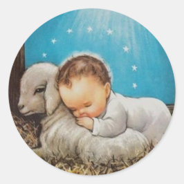 Adesivo Vintage Bebê Dormindo Com Uma Lâmpada