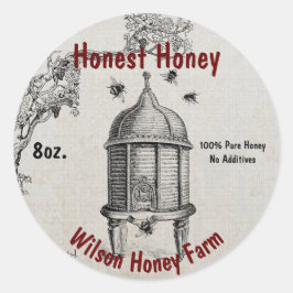 Adesivo Vintage Bee Hive Honey Business Jar Label Sticker