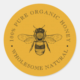 Adesivo Vintage Bee | Mel orgânico | Retro Clássico Ronda