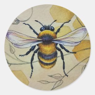 Adesivo Vintage Bee No. 1 e Honeycomb Watercolor Art