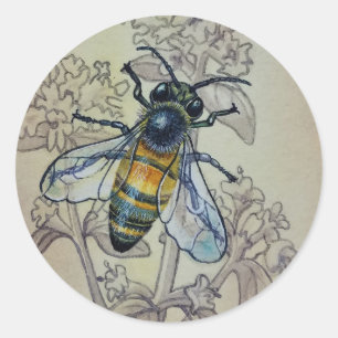 Adesivo Vintage Bee No. 2 e Clover Watercolor Art