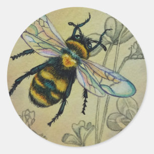 Adesivo Vintage Bee No. 2 e Clover Watercolor Art