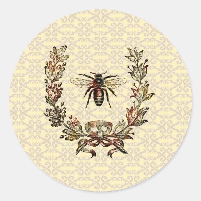 Adesivo Vintage Bee Wreath (Frente)