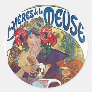 Adesivo Vintage Beer Art Nouveau Alphonse Mucha