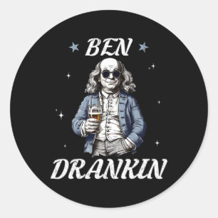 Adesivo Vintage Ben Drankin Engraçado 4 De Julho Bebendo P
