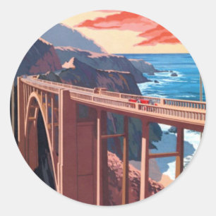 Adesivo Vintage Big Sur Bixby Bridge USA Turismo nos EUA