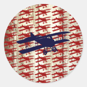 Adesivo Vintage Biplane em presentes de aviação de madeira