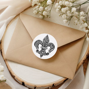 Adesivo Vintage Black and White Lacy Fleur De Lis
