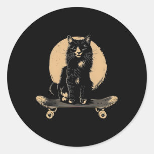 Adesivo Vintage Black Cat Skateboard Funny Skateboard C