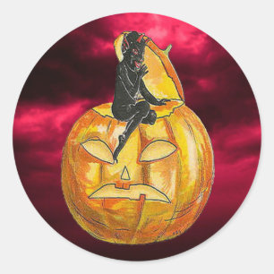 Adesivo Vintage Black Devil no Jack o' Lanterna