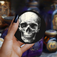 Vintage Black Victorian Gothic Skull Etching Favor