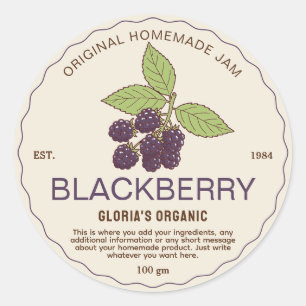 Adesivo Vintage Blackberry Fruta Jam Homemade