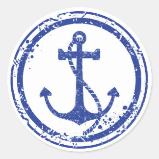 Adesivo Vintage Blue Anchor Sticker - Arredondado de 1,5"
