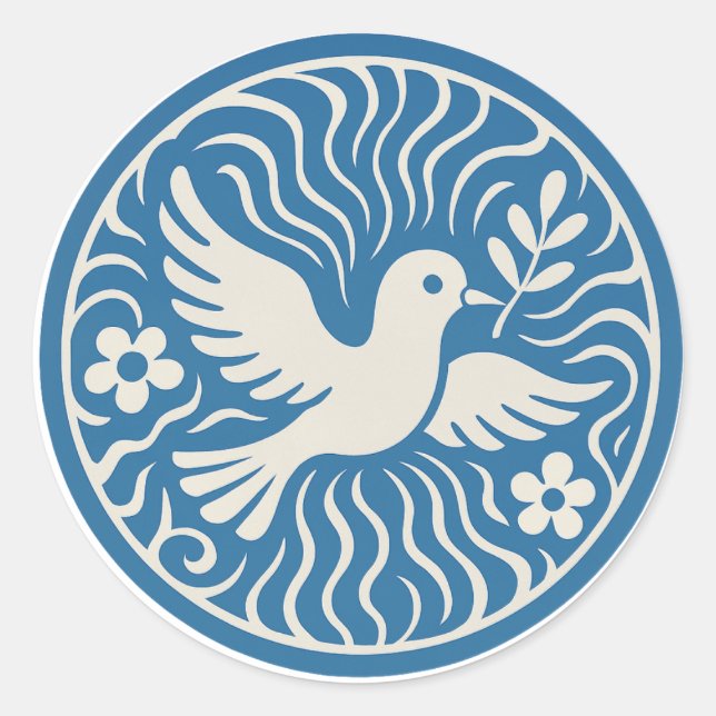 Adesivo Vintage Blue Dove of Peace Sticker (Frente)