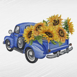 Adesivo Vintage Blue Truck Sunflower