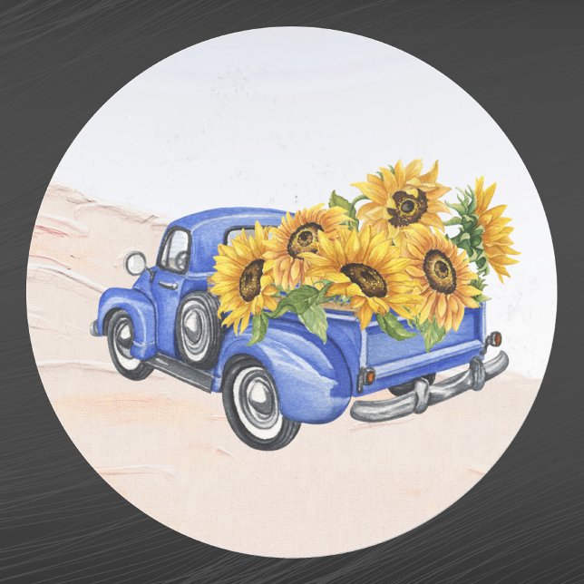 Adesivo Vintage Blue Truck Sunflower (Criador carregado)