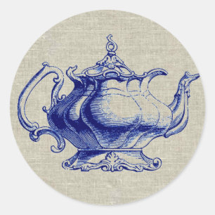 Adesivo Vintage Blue Victorian Teapot Design Tea Lover
