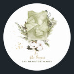 Adesivo Vintage Bohemian Family Christmas Watercolor<br><div class="desc">Este Natal será um pouco mais brilhante com estes adesivos modernos,  de coloração aquática,  da época natalícia dos nossos Natais vintages modernos,  a coleção Boho acima.</div>