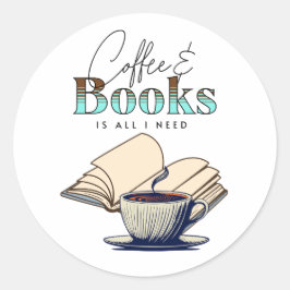 Adesivo Vintage Books e Café é tudo que eu preciso