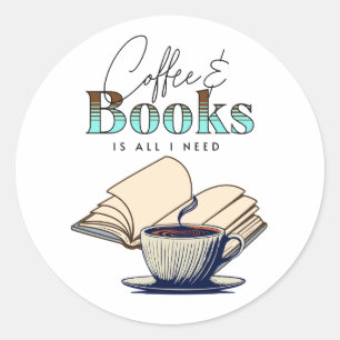 Adesivo Vintage Books e Café é tudo que eu preciso