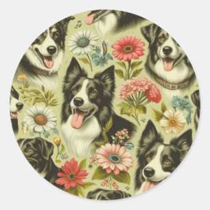 Adesivo Vintage Border Collie Painting