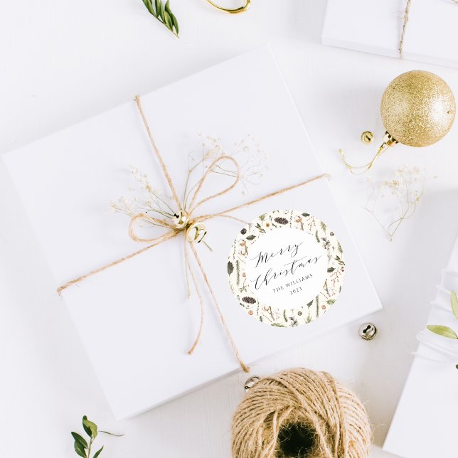 Adesivo Vintage Botânica de Natal Russo Moderno (Criador carregado)