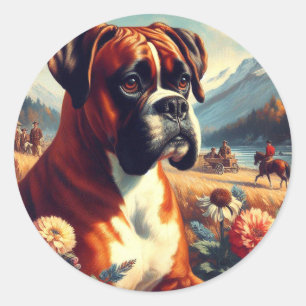 Adesivo Vintage Boxer Dog Painting