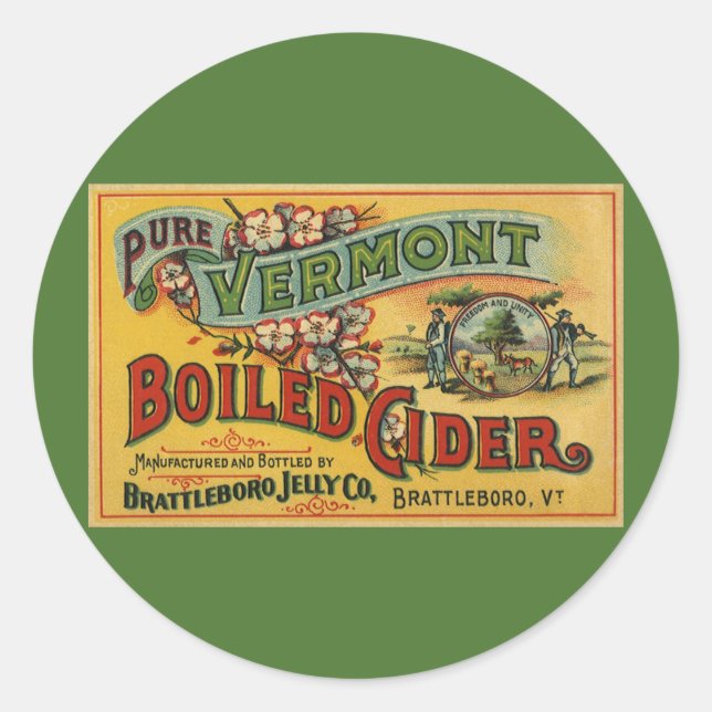 Adesivo Vintage Brattleboro Jelly Boilly Cider Vermont (Frente)