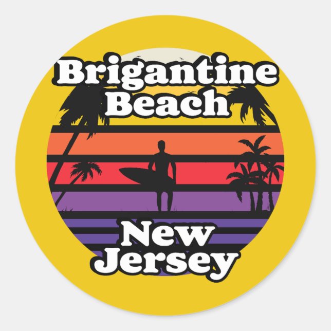 Adesivo Vintage Brigantine Beach New Jersey (Frente)