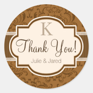 Adesivo Vintage Brown Damask Obrigado