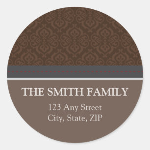 Adesivo Vintage Brown Damask Return Address Sticker