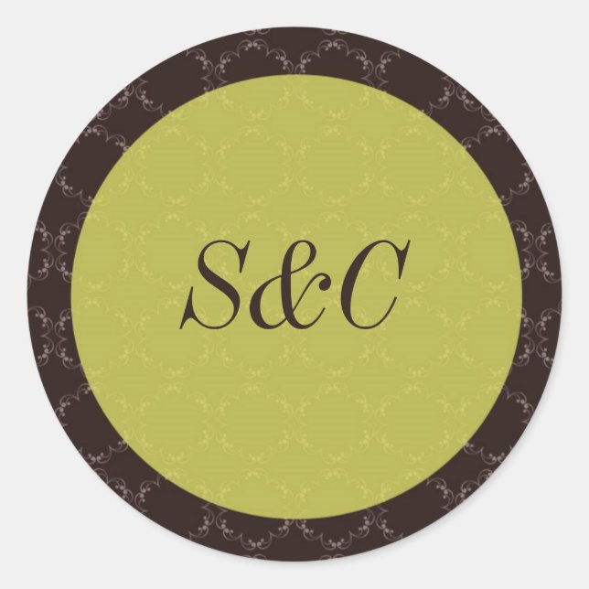 Adesivo Vintage Brown/Green Wedding Stickers (Frente)