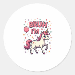Adesivo Vintage Bruh Eu Tenho 8 Aniversário de Unicórnio F