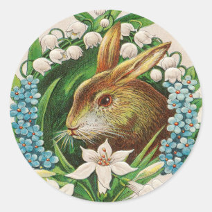 Adesivo Vintage Bunny Floral Wreath Páscoa Saudações