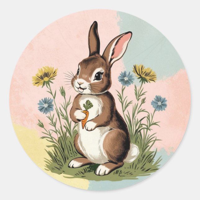 Adesivo Vintage Bunny - Páscoa Nostálgica (Frente)