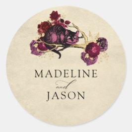 Adesivo Vintage Burgundy Dourado Casamento de Gatos Florai