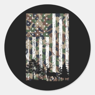 Adesivo Vintage Camo American Flag Deer Camoflage Hunting