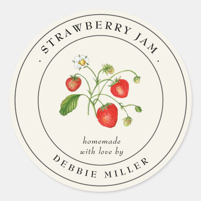 Adesivo Vintage Canning Strawberry Jam Labs (Frente)