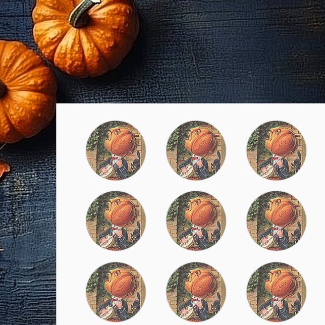 Adesivo Vintage Cantando Homem-Abóbora (Vintage Singing Pumpkin Man Classic Round Sticker)