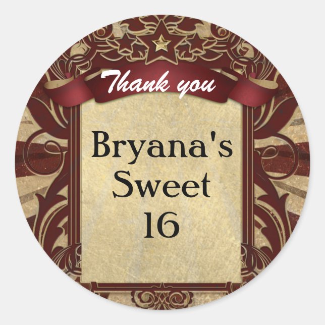 Adesivo Vintage Carnival Red Circus Party Favor Sticker (Frente)