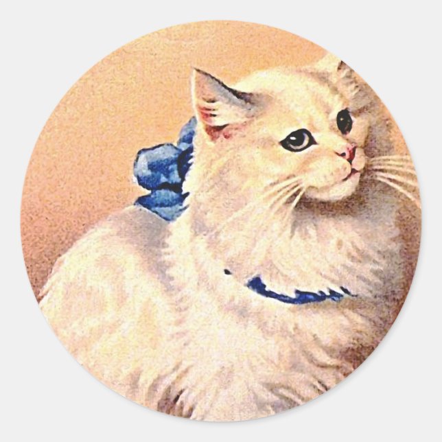 Adesivo Vintage Cat com Arco Azul (Frente)