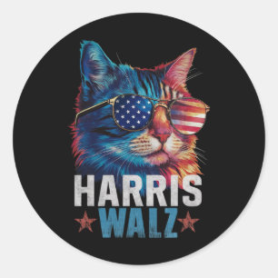 Adesivo Vintage Cat Kamala Harris Tim Wheimer Usa Flag Sun