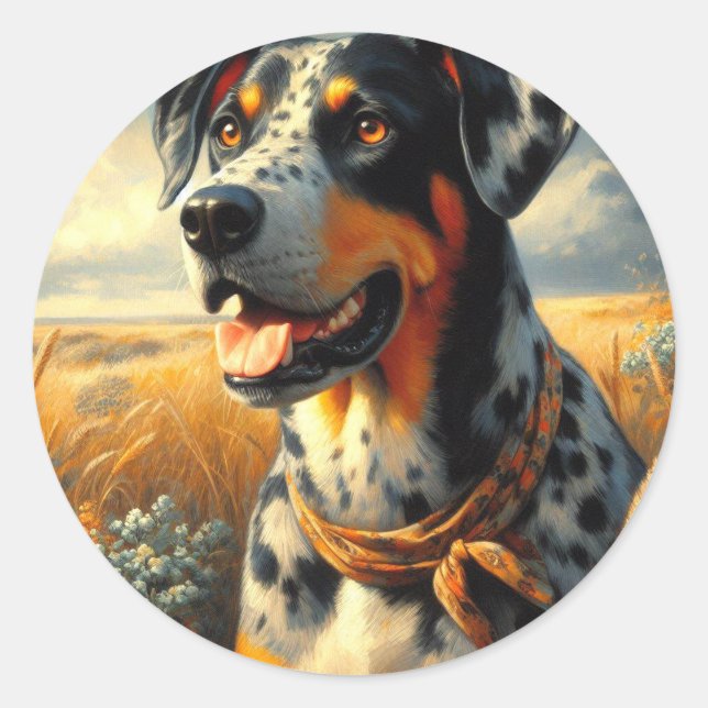 Adesivo Vintage Catahoula Leopard Dog Painting (Frente)