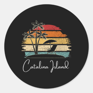 Adesivo Vintage Catalina Island Beach Palm Trees Primavera
