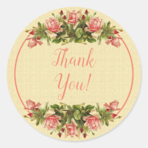 Adesivo Vintage Catherine Klein Apricot Rosas Obrigado