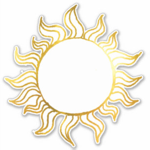 Adesivo Vintage Celestial Art Witchy Legal Ouro Foil Sun