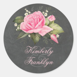 Adesivo Vintage Chalkboard Pink Rose Wedding